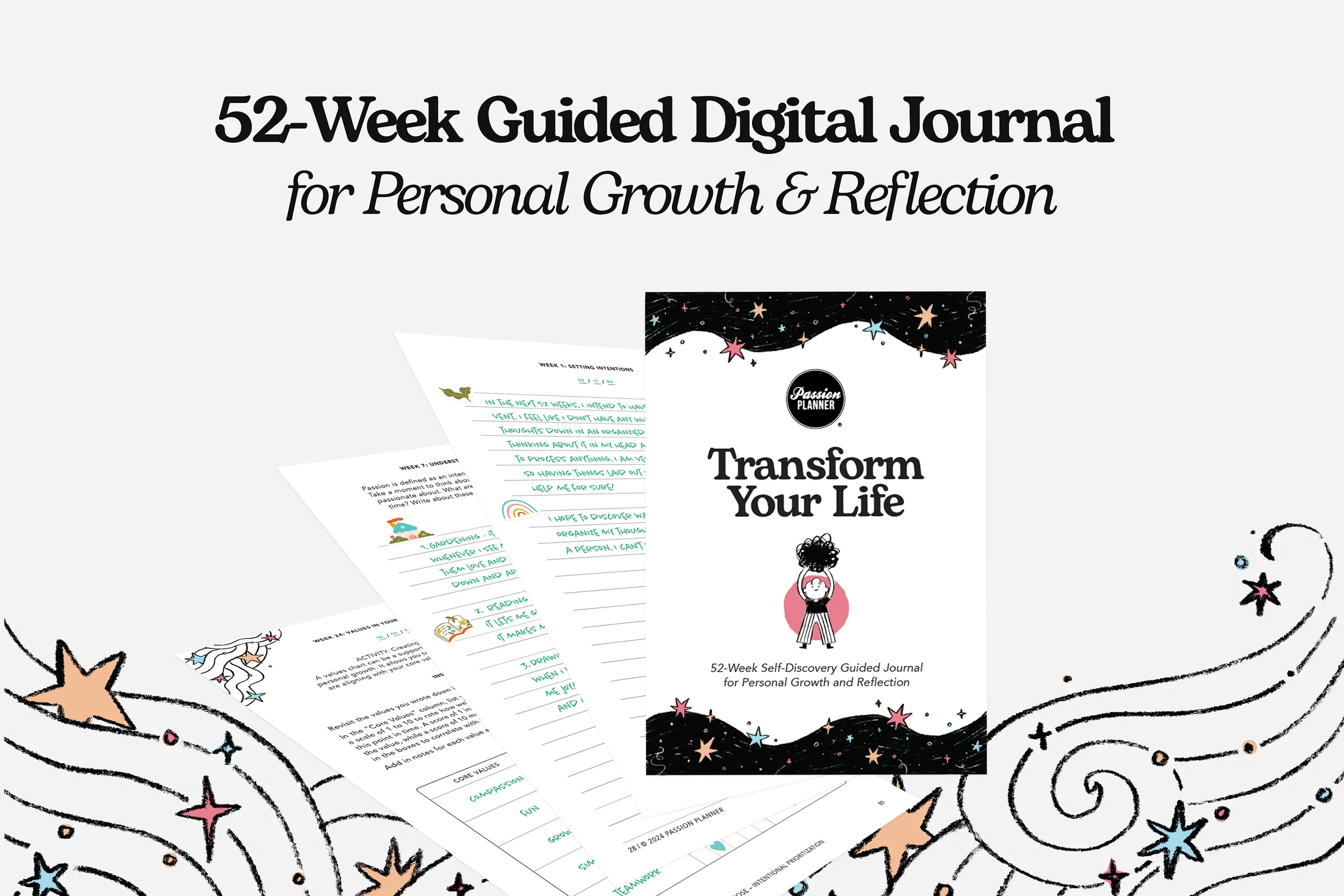 Transform Your Life: 52-Week Guided Digital Journal for Personal Growth and Reflection